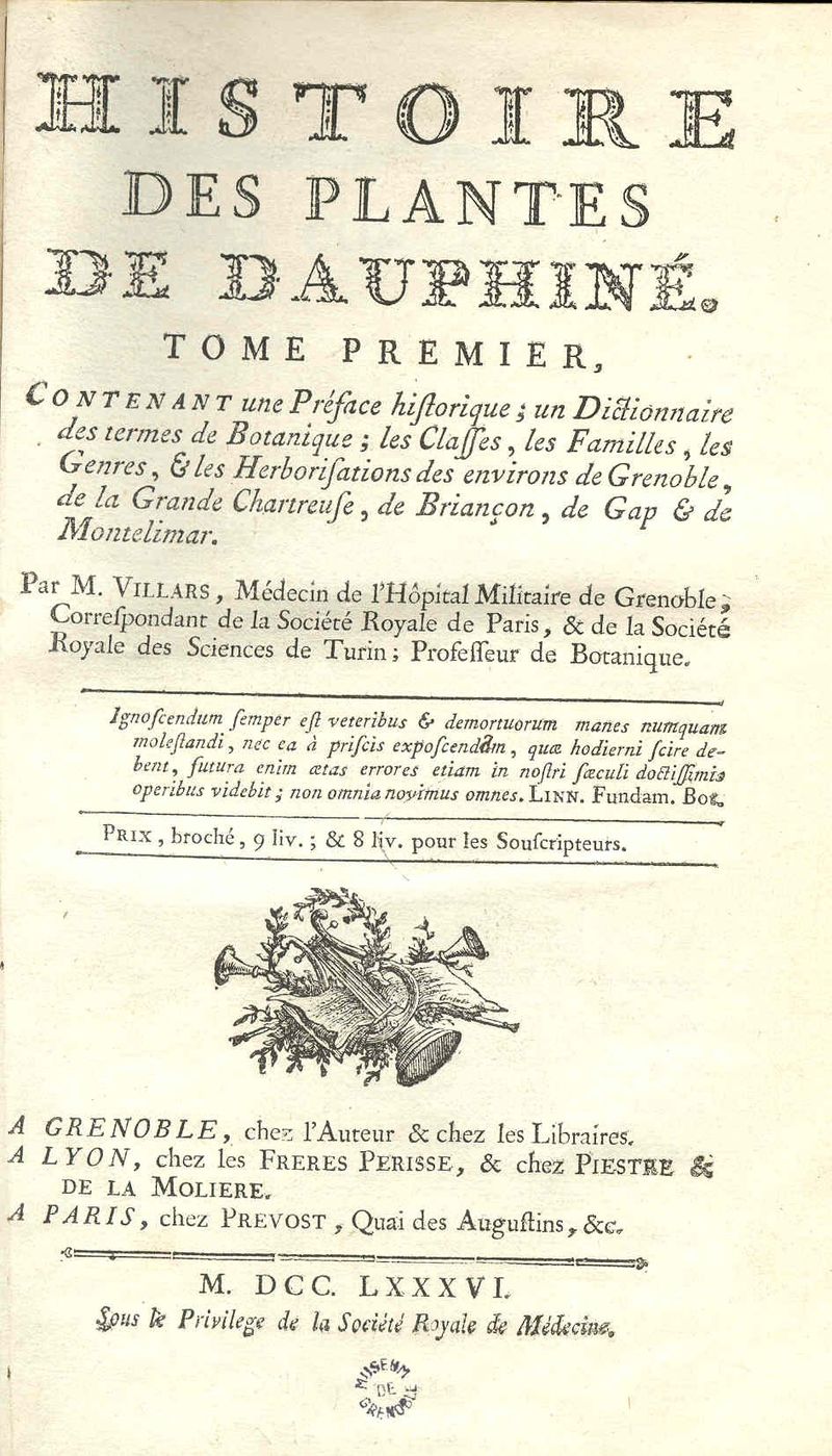 Dominique Villars histoire des plantes 1786