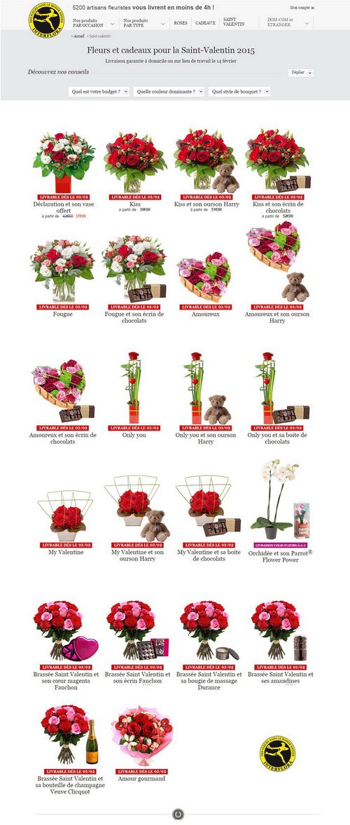 Interflora page St valentin 2015